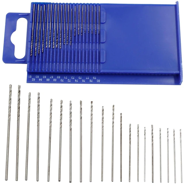 Main image of 20 Pcs Mini Micro Drill Bit Set, Metric Tiny Drill Bits (61-80) | Twist Drilling Bits, Precision Drilling Bit Sets, for Jewelry DIY Carving Wood Drilling