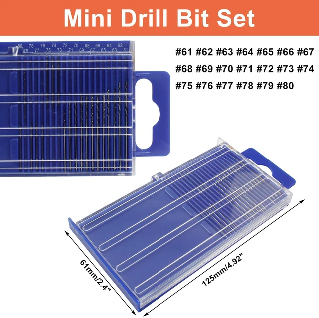 Alt view image 2 of 5 - 20 Pcs Mini Micro Drill Bit Set, Metric Tiny Drill Bits (61-80) | Twist Drilling Bits, Precision Drilling Bit Sets, for Jewelry DIY Carving Wood Drilling