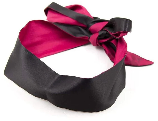 Alt view image 2 of 5 - 2 Pack Satin Sleep Masks, Adjustable Eye Cover Blindfold, Black Red | Soft Smooth Satin, Lightweight Comfort, Blocks Light, One Size Fits Most, For Sleep, Travel, Nap, Meditation