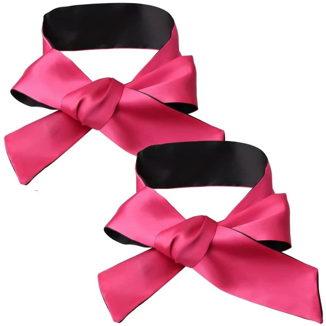 Main image of 2 Pack Satin Sleep Masks, Adjustable Eye Cover Blindfold, Black Red | Soft Smooth Satin, Lightweight Comfort, Blocks Light, One Size Fits Most, For Sleep, Travel, Nap, Meditation