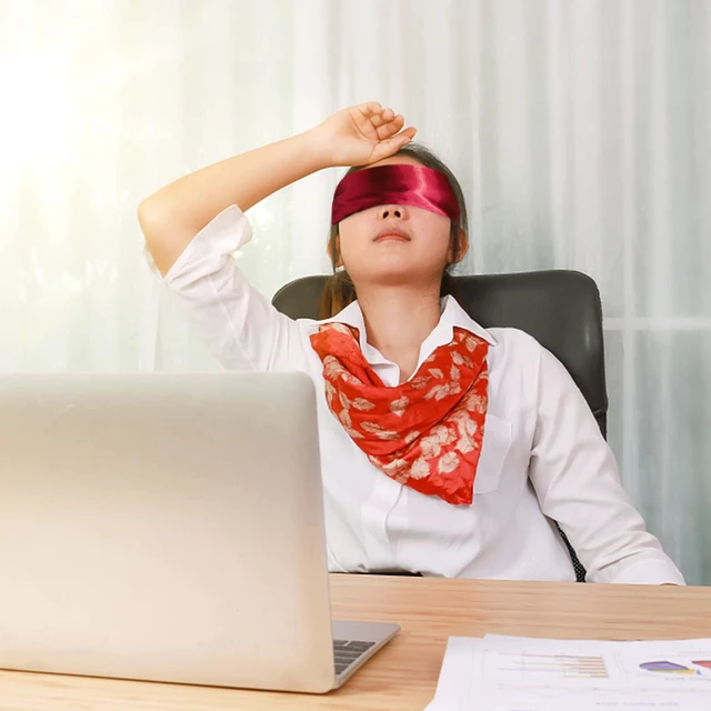 Alt view image 5 of 5 - 2 Pack Satin Sleep Masks, Adjustable Eye Cover Blindfold, Black Red | Soft Smooth Satin, Lightweight Comfort, Blocks Light, One Size Fits Most, For Sleep, Travel, Nap, Meditation