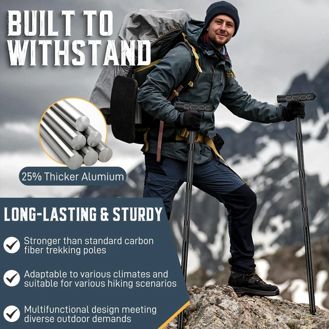 Alt view image 2 of 4 - Trekking Pole Extension - 6.5 Inch(Black) | Lightweight Outdoor Hiking Poles with Comfortable Handles for Trekking, Camping, Backpacking and Mountain Walking