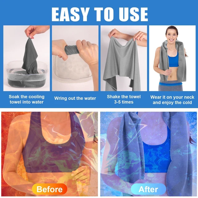 Alt view image 2 of 7 - 4 Pack Cooling Towel for Neck and Face,Ice Towel for Hiking Camping Riding Tennis Yoga Fitness Workout Gym Sweat Ice Towels (Multicolor-03)