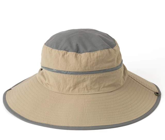 Alt view image 2 of 6 - Men's Fishing Hat with Fold-Up Brim - Breathable Mesh Bucket Hats for Hiking, Camping & Travel, Khaki