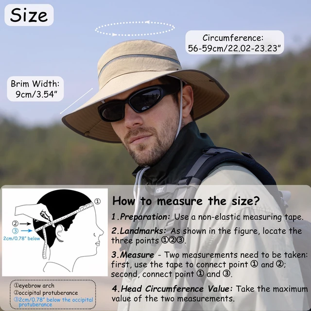 Alt view image 4 of 6 - Men's Fishing Hat with Fold-Up Brim - Breathable Mesh Bucket Hats for Hiking, Camping & Travel, Khaki