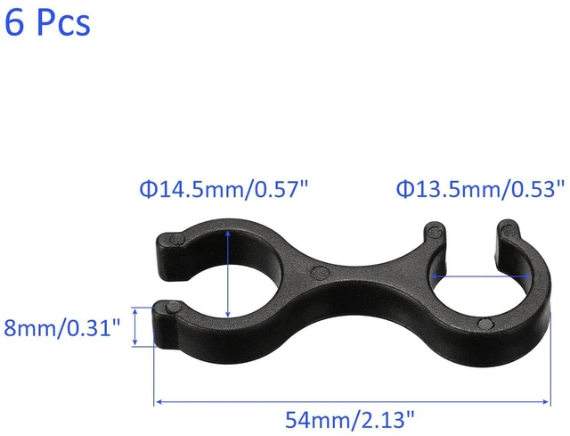 Alt view image 3 of 5 - 6 Pack Trekking Pole Clips Trekking Pole Tips 0.53" Black | Double Rod Buckle Connector, Apply to Outdoor Hiking Camping, 0.57" Hole Dia