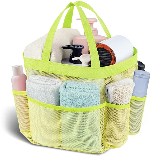 Main image of Mesh Shower Caddy Portable - 9 Pockets, Shower Bag for Dorm Room Camping | 2 Handle Quick Dry Shower Bag College Dorm Room Essentials Large Capacity Hanging Basket for Bathroom Travel Swimming Gym