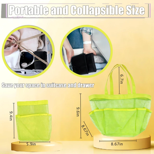 Alt view image 4 of 7 - Mesh Shower Caddy Portable - 9 Pockets, Shower Bag for Dorm Room Camping | 2 Handle Quick Dry Shower Bag College Dorm Room Essentials Large Capacity Hanging Basket for Bathroom Travel Swimming Gym