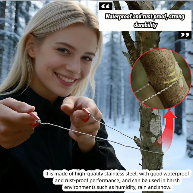 Alt view image 2 of 7 - Stainless Steel Wire Saw 2 Pack, 30 Inch Heavy Duty Cable Saw for PVC Pipe Cutting, Survival Saw for Camping Hiking Hunting, Portable Emergency Rope Saw with Rubber Handle, Red & Black