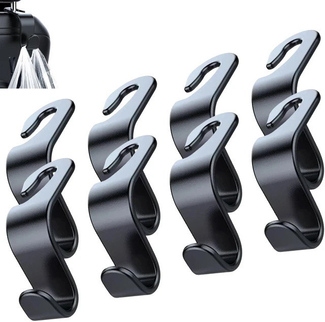 Main image of Car Seat Headrest Hook, 2 Pack- (Black) | For Organizer Universal for Handbag/Purse/Gym Bag/Hat/Groceries Car Accessories, Car Back Seat Headrest Hook