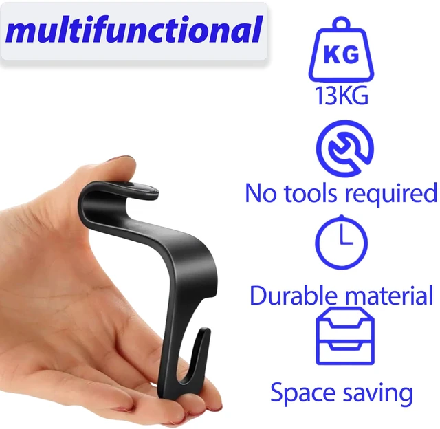 Alt view image 3 of 7 - Car Seat Headrest Hook, 2 Pack- (Black) | For Organizer Universal for Handbag/Purse/Gym Bag/Hat/Groceries Car Accessories, Car Back Seat Headrest Hook
