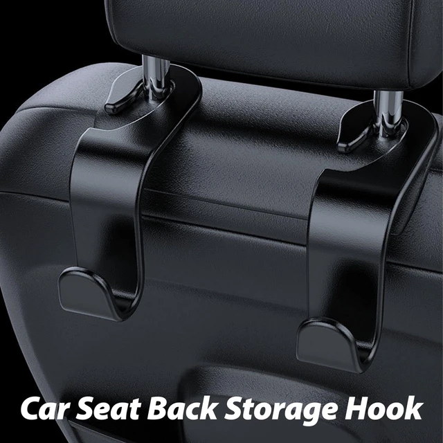 Alt view image 7 of 7 - Car Seat Headrest Hook, 2 Pack- (Black) | For Organizer Universal for Handbag/Purse/Gym Bag/Hat/Groceries Car Accessories, Car Back Seat Headrest Hook