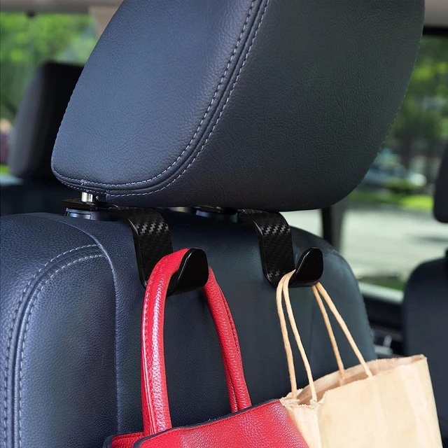 Alt view image 4 of 6 - 4 Pack Car Seat Headrest Hook, Stylish Back Seat Hook Holder Organizer for Handbag Purse Clothes Coats Grocery Bags, Universal Vehicle Interior Accessories for Most Cars (Carbon Fiber Black)
