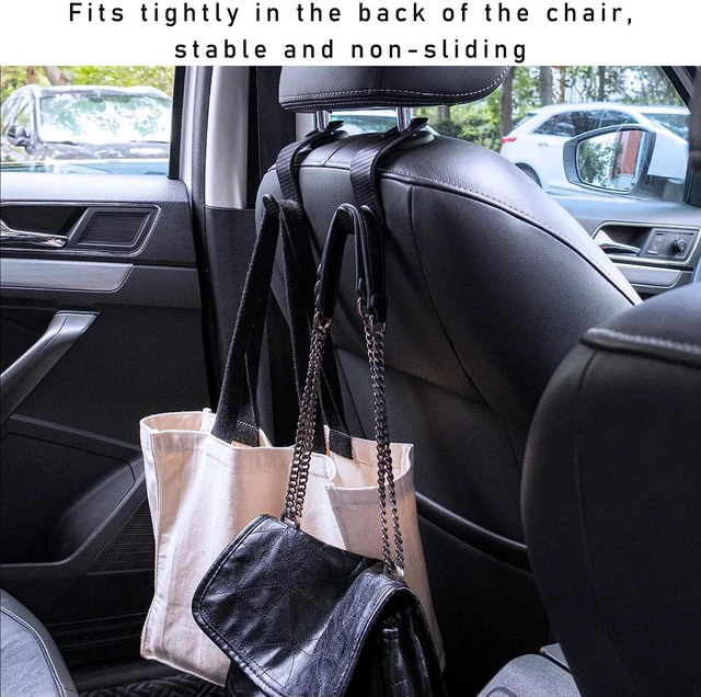 Alt view image 6 of 6 - 4 Pack Car Seat Headrest Hook, Stylish Back Seat Hook Holder Organizer for Handbag Purse Clothes Coats Grocery Bags, Universal Vehicle Interior Accessories for Most Cars (Carbon Fiber Black)
