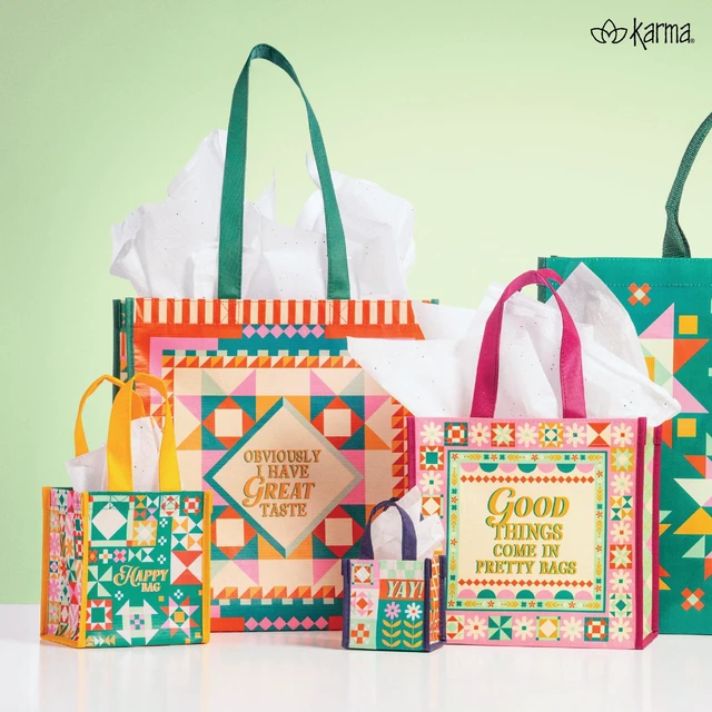 Alt view image 2 of 5 - Reusable Gift Bags, Tote Bag and Gift Bag with Handles, Perfect for Christmas and Party Bags RPET 1 Navy Floral