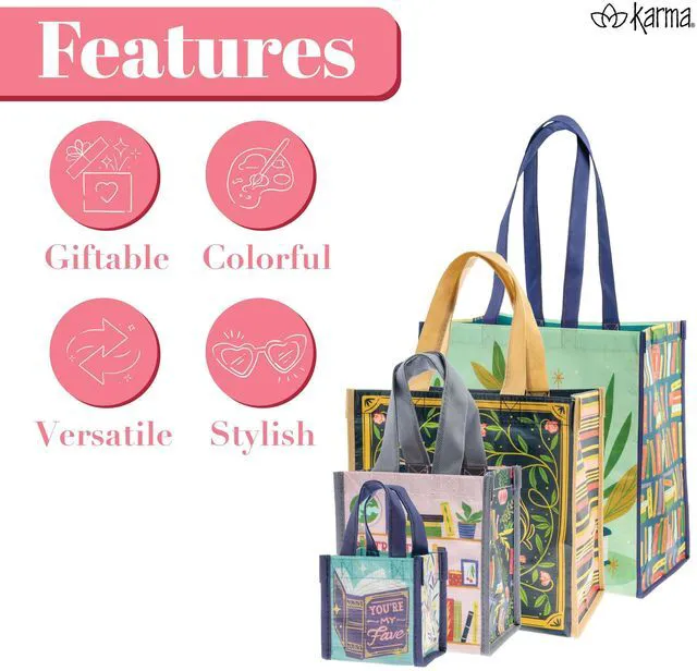 Alt view image 4 of 5 - Reusable Gift Bags, Tote Bag and Gift Bag with Handles, Perfect for Christmas and Party Bags RPET 1 Navy Floral