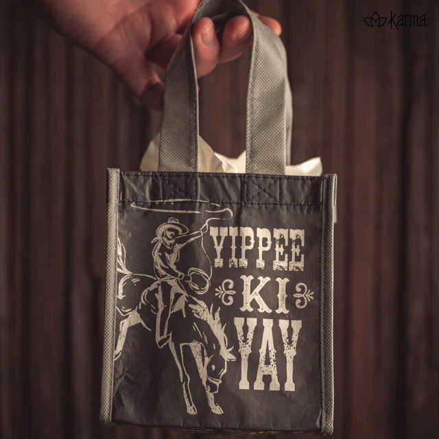 Alt view image 5 of 5 - Reusable Gift Bags, Tote Bag and Gift Bag with Handles, Perfect for Christmas and Party Bags RPET 1 Navy Floral