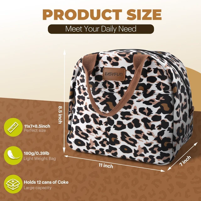 Alt view image 2 of 7 - Lunch Bag for Women & Men, Adult Insulated Leakproof Lunch Box Bags with Large Capacity, Cooler Tote Bag for Work/Travel/Office/Outdoor (Panther Brown)