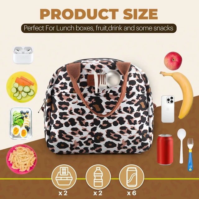 Alt view image 4 of 7 - Lunch Bag for Women & Men, Adult Insulated Leakproof Lunch Box Bags with Large Capacity, Cooler Tote Bag for Work/Travel/Office/Outdoor (Panther Brown)