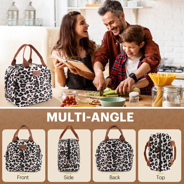 Alt view image 5 of 7 - Lunch Bag for Women & Men, Adult Insulated Leakproof Lunch Box Bags with Large Capacity, Cooler Tote Bag for Work/Travel/Office/Outdoor (Panther Brown)