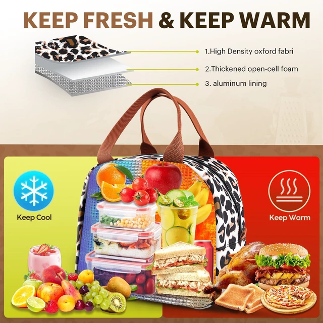 Alt view image 6 of 7 - Lunch Bag for Women & Men, Adult Insulated Leakproof Lunch Box Bags with Large Capacity, Cooler Tote Bag for Work/Travel/Office/Outdoor (Panther Brown)