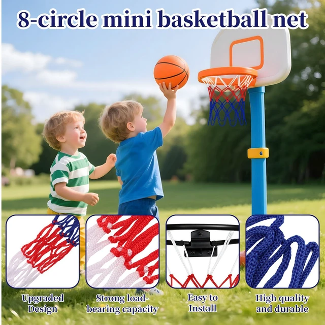 Alt view image 5 of 6 - 3 Pack Mini Basketball Net Replacement for 8 Loops - Small Indoor Outdoor Basketball Net Fit 8"-10.25" Hoops, Color Basketballs Hoop Nets, Basketballs Hoop Replacement Nets for Indoor Door/Room Walls