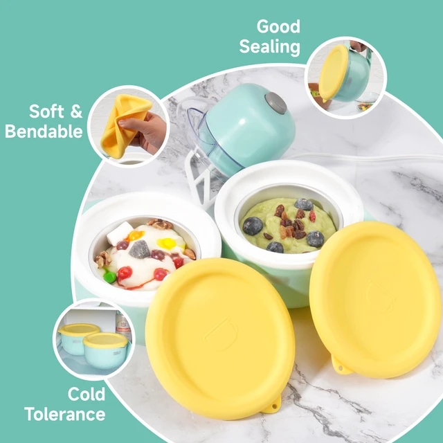 Alt view image 3 of 7 - 2PCs Silicone Lids for Dash My Mug Ice Cream Maker, Silicone Bowl Covers for Dash Ice Cream Maker Mug, Food Storage Accessories, Freezer & Dishwasher Safe (Bowl NOT Included)