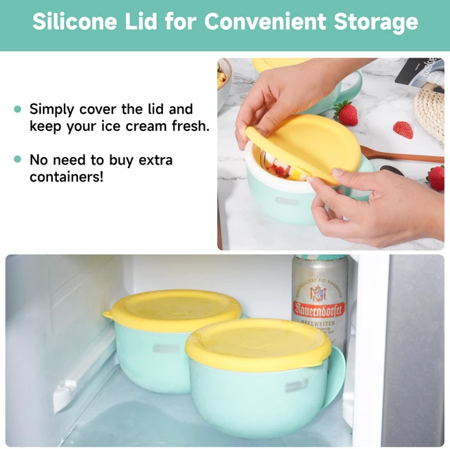 Alt view image 4 of 7 - 2PCs Silicone Lids for Dash My Mug Ice Cream Maker, Silicone Bowl Covers for Dash Ice Cream Maker Mug, Food Storage Accessories, Freezer & Dishwasher Safe (Bowl NOT Included)
