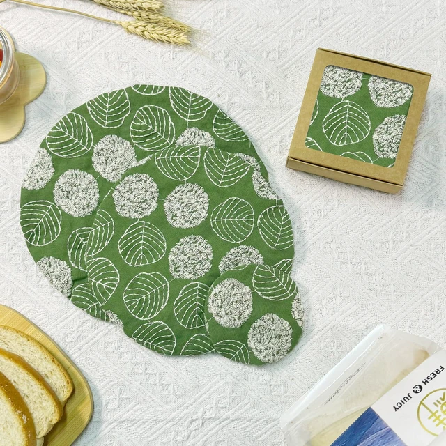 Alt view image 6 of 6 - 3 Pcs Bowl Cover for Bread Proofing Botanical Embroidered Sourdough Bowl Covers Elastic Cotton Linen Food Storage Bowl Covers for Dough Proofing Baking Accessories