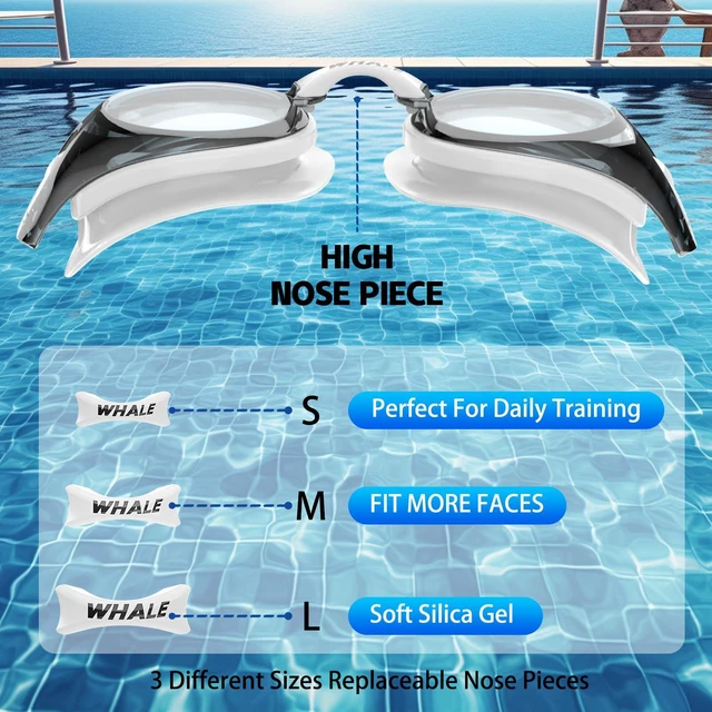 Alt view image 3 of 7 - Swimming Goggles HD Anti-fog Swimming Goggles Adults/Youths Both Suitable(Black mirror with white frame)