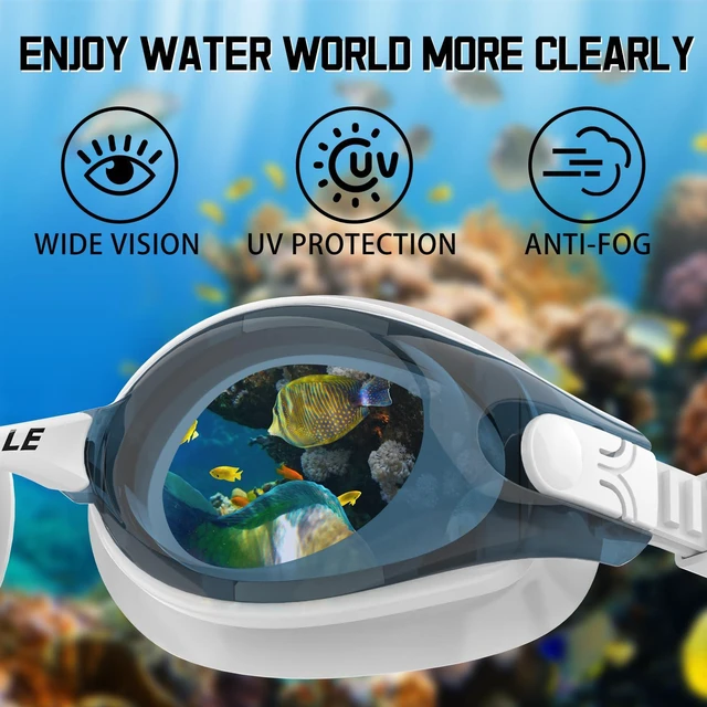 Alt view image 7 of 7 - Swimming Goggles HD Anti-fog Swimming Goggles Adults/Youths Both Suitable(Black mirror with white frame)