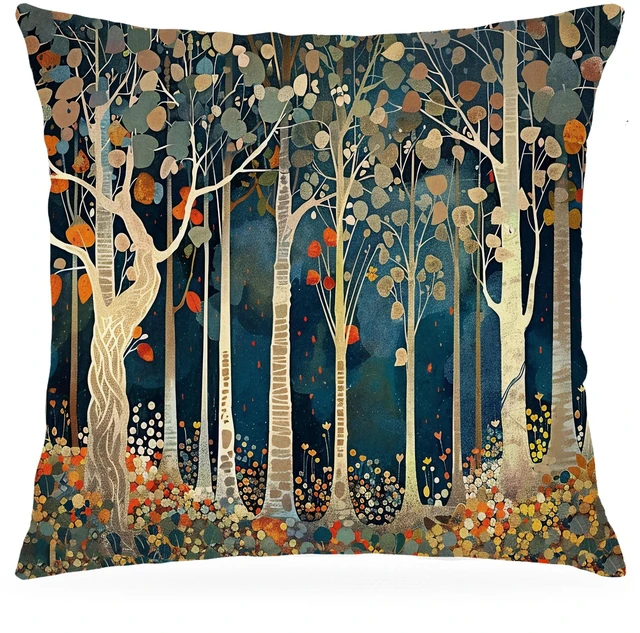 Main image of William Morris Inspired Dark Cottagecore Forest Throw Pillow Cover 18x18 Double-Sided, Moody Dark Wildflower Nature Landscape Decorative Lumbar Pillow Cover Case for Home Room Bedroom