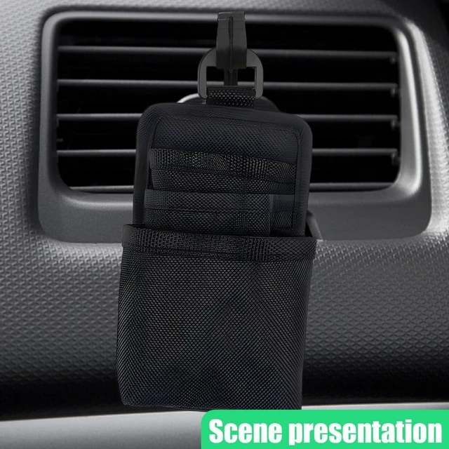 Alt view image 6 of 6 - Car Air Vent Organizer with Charging Port - 3-Pocket Hanging Storage Bag Sunglasses Phone Holder, Universal Pen Coin Key Card Case Organizer Car Vent Pouch with Hook Fits SUVs Trucks (Black)