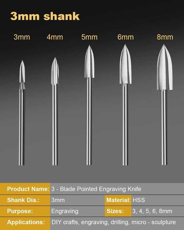 Alt view image 6 of 7 - 5PCS HSS Wood Drill Bit Set 3-Edge Spiral 1/8" Rotary Tool Bits | Industrial Grade & Chip Removal,3-8mm Wood Plywood Bit,Dremel DIY Industrial Woodworking Gift Kit