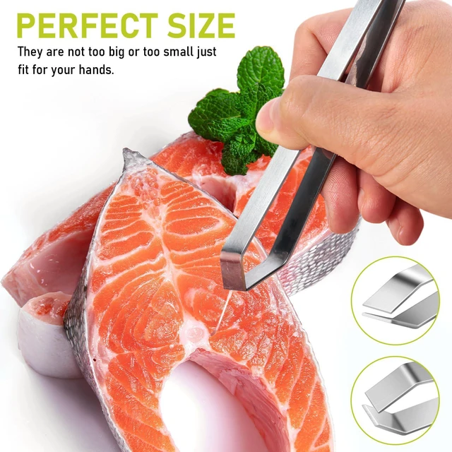 Alt view image 4 of 7 - 2 Pcs Stainless Steel Fish Bone Tweezers, Flat and Slant Tip Set | Two-Piece Set,Fish Bone Removal,Two Tip Styles,Stainless Steel Construction,Versatile Food Preparation,Fish Bone Tweezers