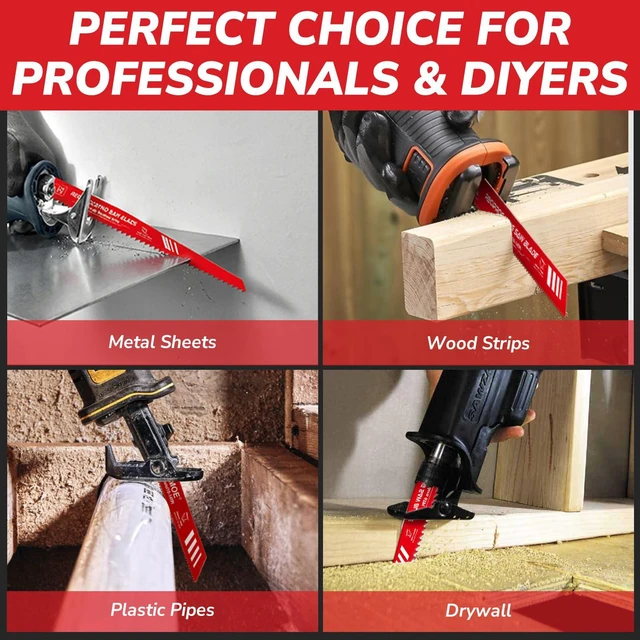 Alt view image 5 of 7 - 10PCS Reciprocating Saw Blade Set, 6" & 8" Saw Blades with Storage Box | Carbon Steel, Saw Blades Use for Cutting Wood, Thin Metal, Drywall, Plastics & Composite Materials