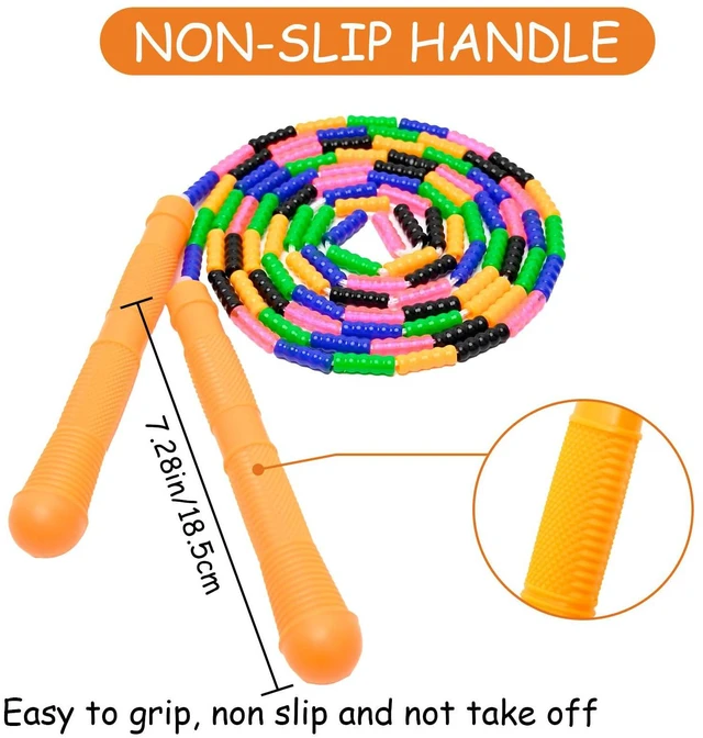 Alt view image 4 of 7 - Beaded Jump Rope, ACEONE Segmented Skipping Rope for Kids Adults, Adjustable Tangle-Free Toddler Jumping Rope for Fitness Exercise Training (Rainbow Yellow)