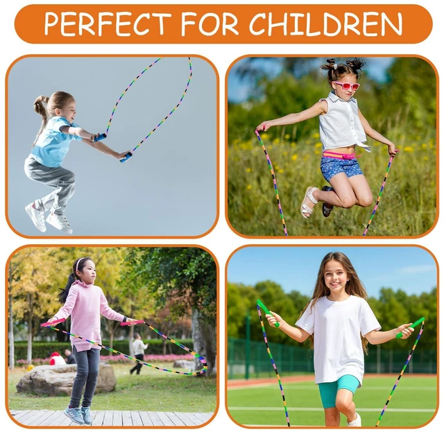 Alt view image 7 of 7 - Beaded Jump Rope, ACEONE Segmented Skipping Rope for Kids Adults, Adjustable Tangle-Free Toddler Jumping Rope for Fitness Exercise Training (Rainbow Yellow)