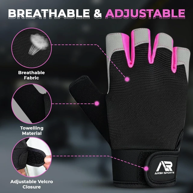Alt view image 4 of 7 - Breathable Gym Gloves for Men & WomenLightweight,Non-Slip Workout Gloves with Full Palm Protection, Wrist Support,Ventilated Mesh for Weightlifting,Fitness Training & Cycling (Pink, L)