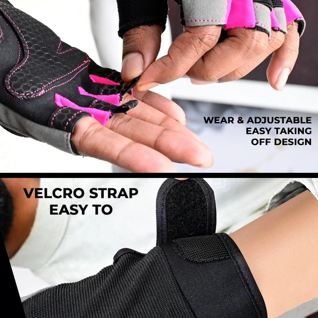 Alt view image 3 of 7 - Breathable Gym Gloves for Men & WomenLightweight,Non-Slip Workout Gloves with Full Palm Protection, Wrist Support,Ventilated Mesh for Weightlifting,Fitness Training & Cycling (Pink, L)