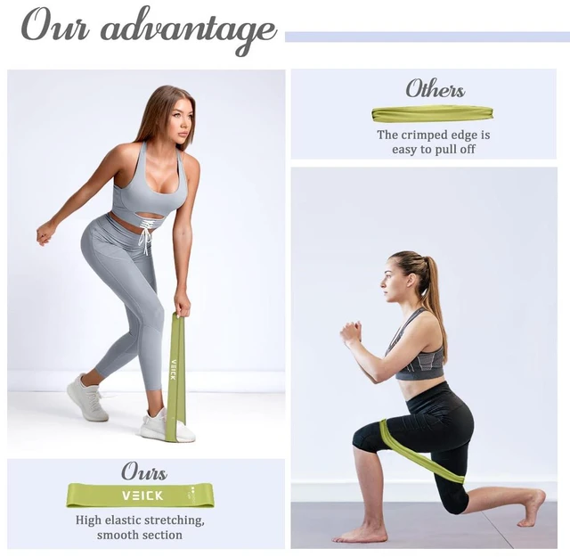 Alt view image 4 of 6 - Resistance Loop Exercise Bands, Elastic Workout Bands for Men Women, Set of 5 Different Resistance Levels Stretch Band for Home Fitness Stretching Strength Training