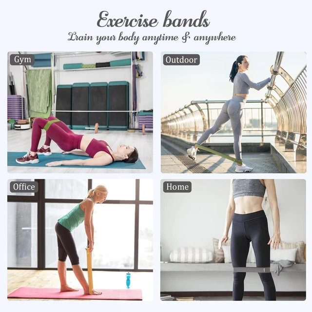 Alt view image 6 of 6 - Resistance Loop Exercise Bands, Elastic Workout Bands for Men Women, Set of 5 Different Resistance Levels Stretch Band for Home Fitness Stretching Strength Training