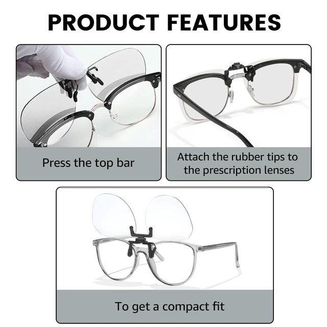 Alt view image 8 of 10 - VIEWBETTER 3 Pack Clip On Blue Light Blocking Glasses for Eyes Strain/Light-Sensitive Flip Up Computer Gaming Glasses BL1009