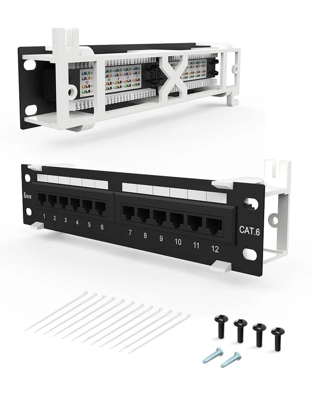 Alt view image 6 of 10 - Enmane 12 Port CAT6 Patch Panel (EC Listed) Mini Wall Mount Bracket Included and 89D Bracket UTP, 568A/B Compatible