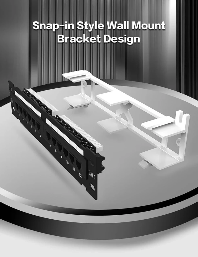 Alt view image 10 of 10 - Enmane 12 Port CAT6 Patch Panel (EC Listed) Mini Wall Mount Bracket Included and 89D Bracket UTP, 568A/B Compatible