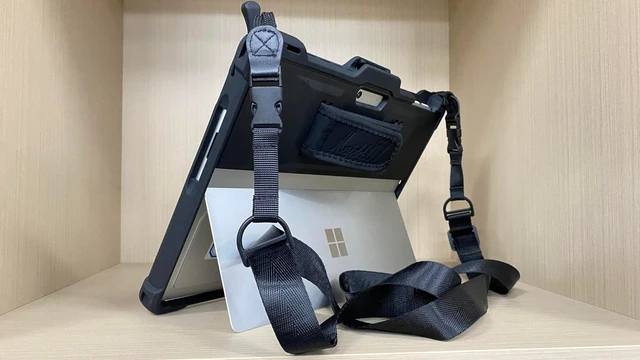 Alt view image 9 of 10 - HZmeris Rugged Case for Microsoft Surface Pro 11/10/9 Shockproof Heavy Duty Protective Cover with Hand Strap & Shoulder Strap, 13-inch, Compatible with Keyboard, Black
