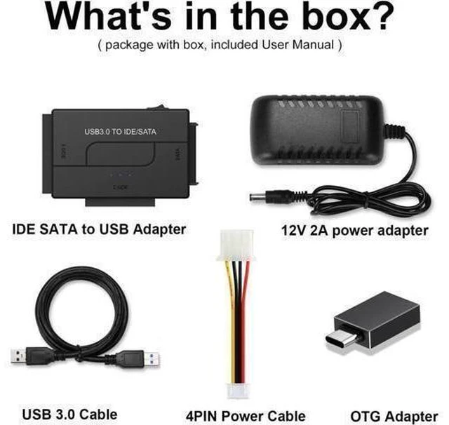 Alt view image 12 of 14 - USB 3.0 to SATA IDE Adapter - 2.5in / 3.5in - External Hard Drive to USB Converter Hard Drive Transfer Cable (USB3SSATAIDE)