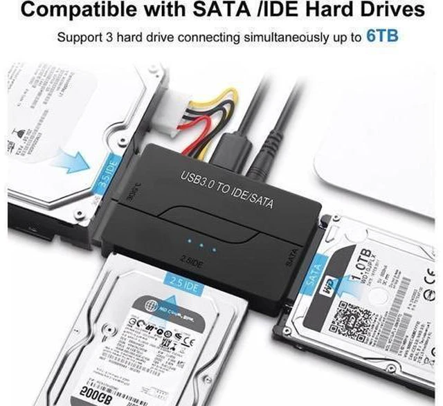 Alt view image 14 of 14 - USB 3.0 to SATA IDE Adapter - 2.5in / 3.5in - External Hard Drive to USB Converter Hard Drive Transfer Cable (USB3SSATAIDE)