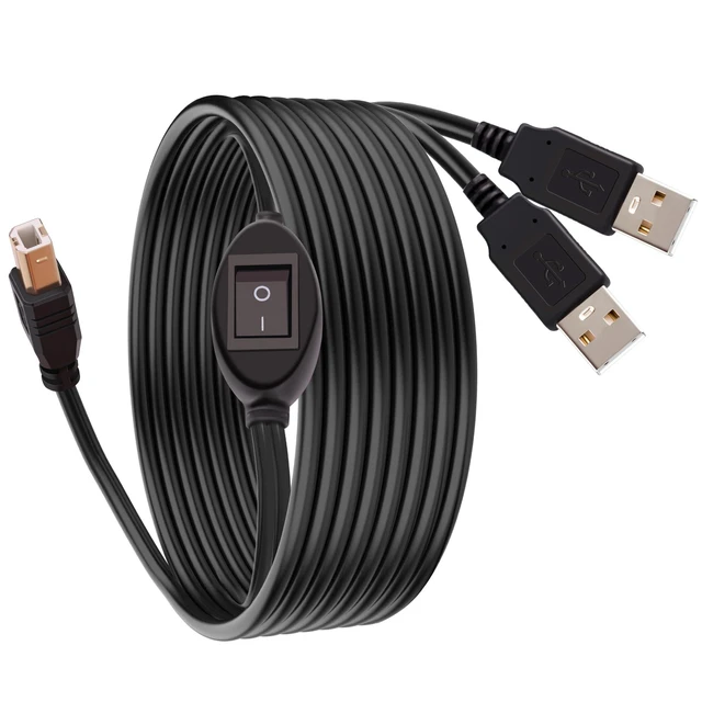 Alt view image 6 of 10 - GIASYIEH 2 in 1 Printer Cable Splitter, USB B to Dual USB A Cord for Two Computers Sharing One Printer/Scanner, with Manual Toggle Switch (4.5M/14.7FT)