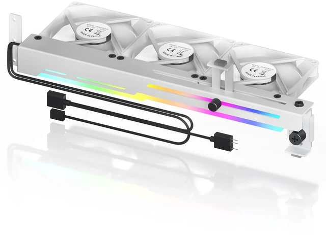 Alt view image 6 of 10 - AsiaHorse Graphics Card Cooler with ARGB 5V 3Pin LED and Three 80mm Fans, RGB LED Graphics Card Holder, GPU Cooler Easy Installation-White